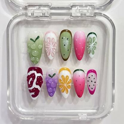 Summer 3D Fruits Almond Nails-XHS369