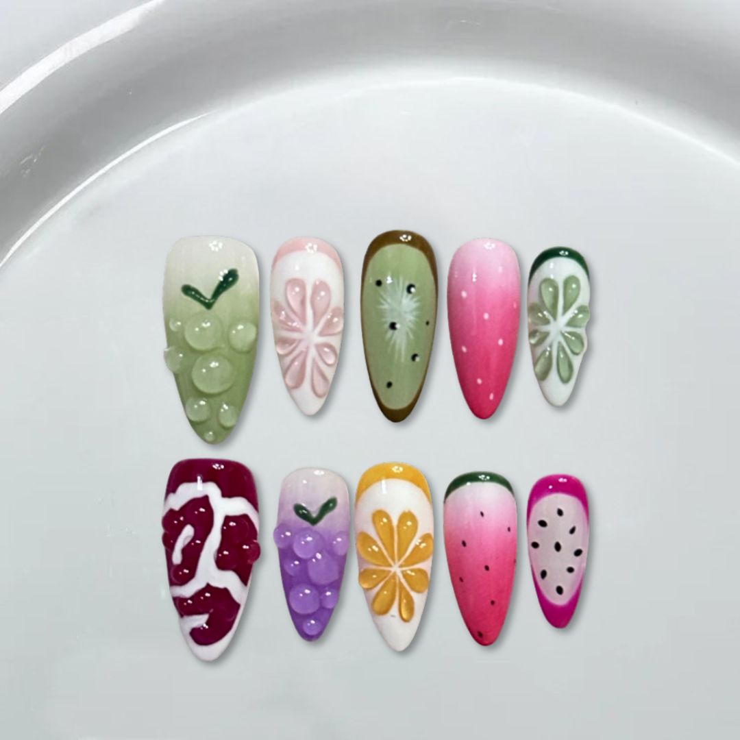 Summer 3D Fruits Almond Nails-XHS369