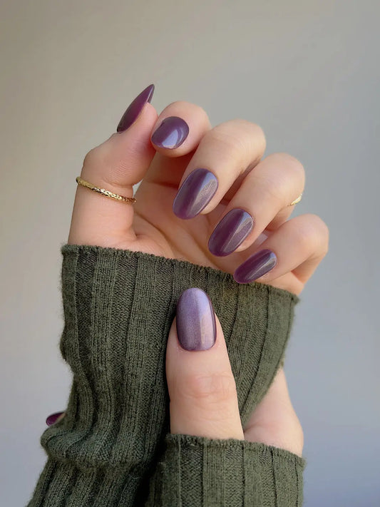 Purple Cat-Eye Press on nails