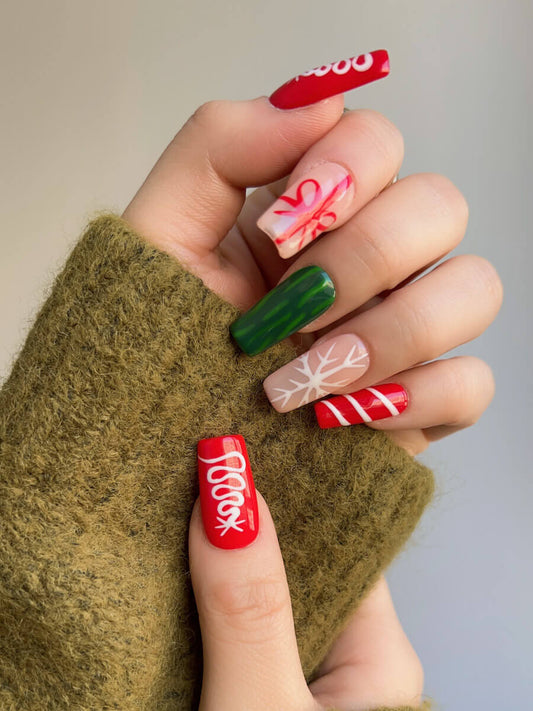 Custom My Xmas Vibes Med Square nails