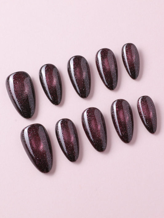 Purple Chase Cat-eye Press on nails