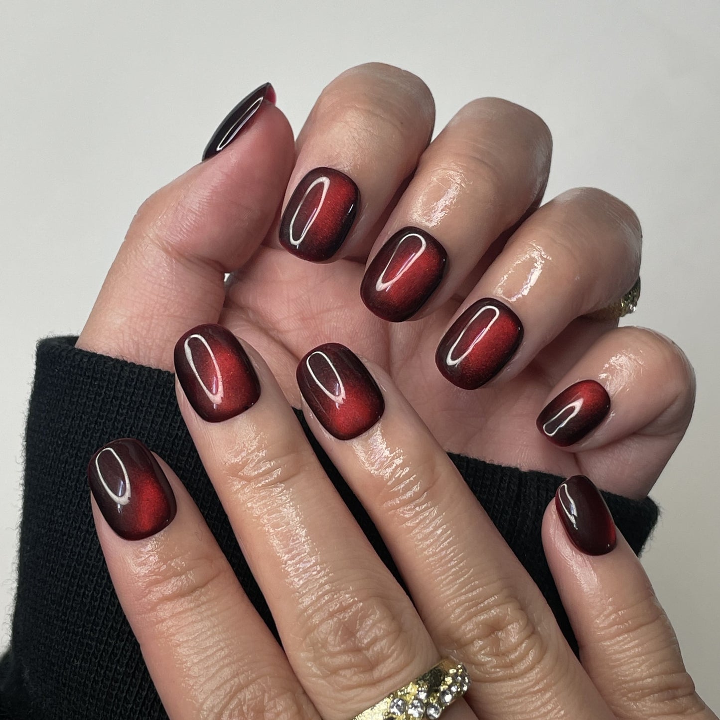 Cherry Cat Eye Nails