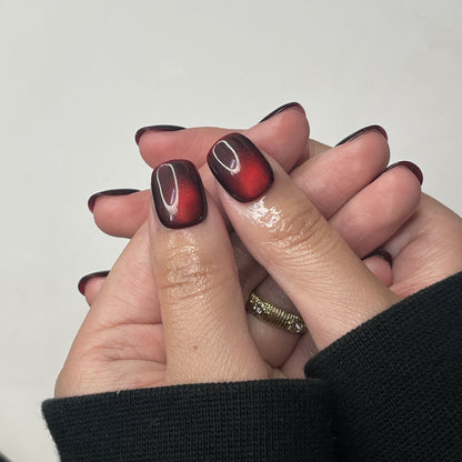 Cherry Cat Eye Nails