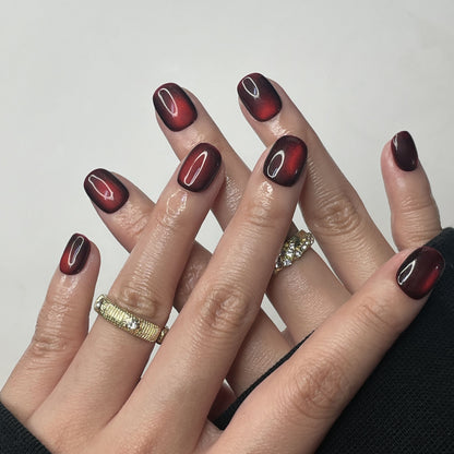 Cherry Cat Eye Nails