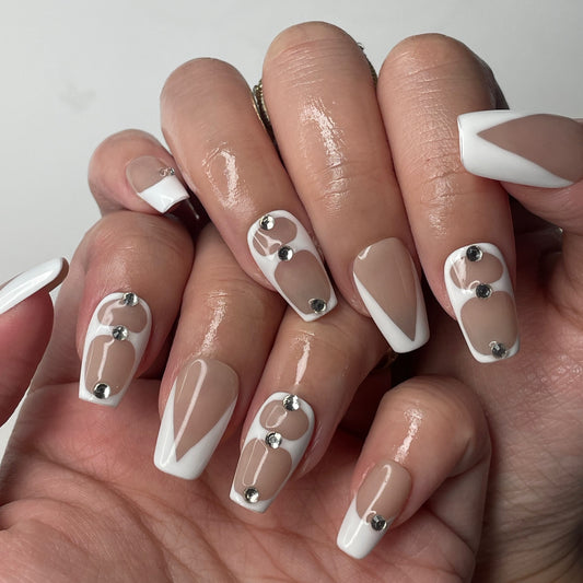 White Dot Press-On Nails