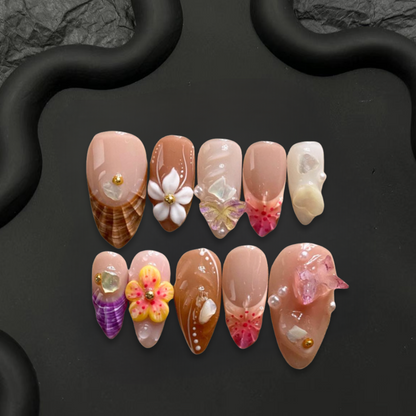 Sweet Summer Garden Almond nails-XHS631