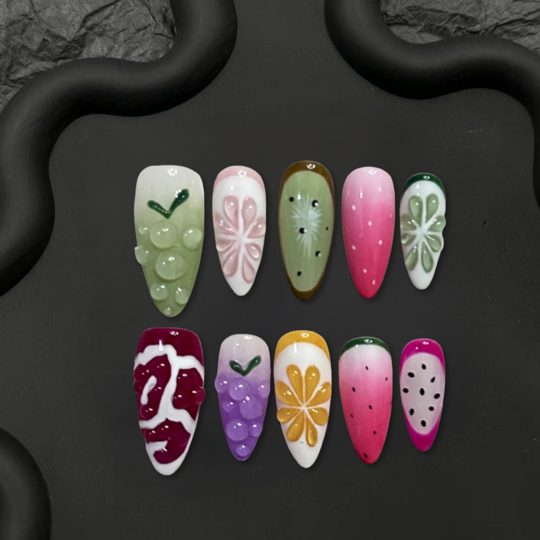 Summer 3D Fruits Almond Nails-XHS369