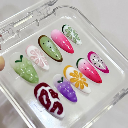 Summer 3D Fruits Almond Nails-XHS369